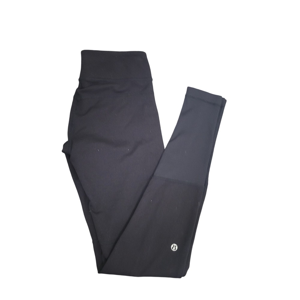 Lululemon Size 4 Toasty Tech Tight II Black Moto Paneled Zipper Pockets